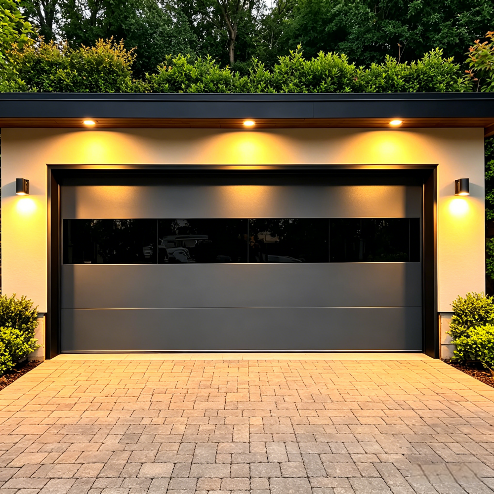 Sunnysky Thicker Aluminum Frame Corrosion-Resistant Powder Coating Durable Glass &amp; Metal Garage Door