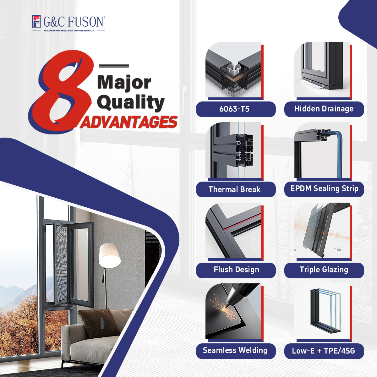 Fuson American Style Patio Doors Sliding Glass Water Proof Frameless Aluminum Sliding Door Sliding Glass Door With Mosquito Net