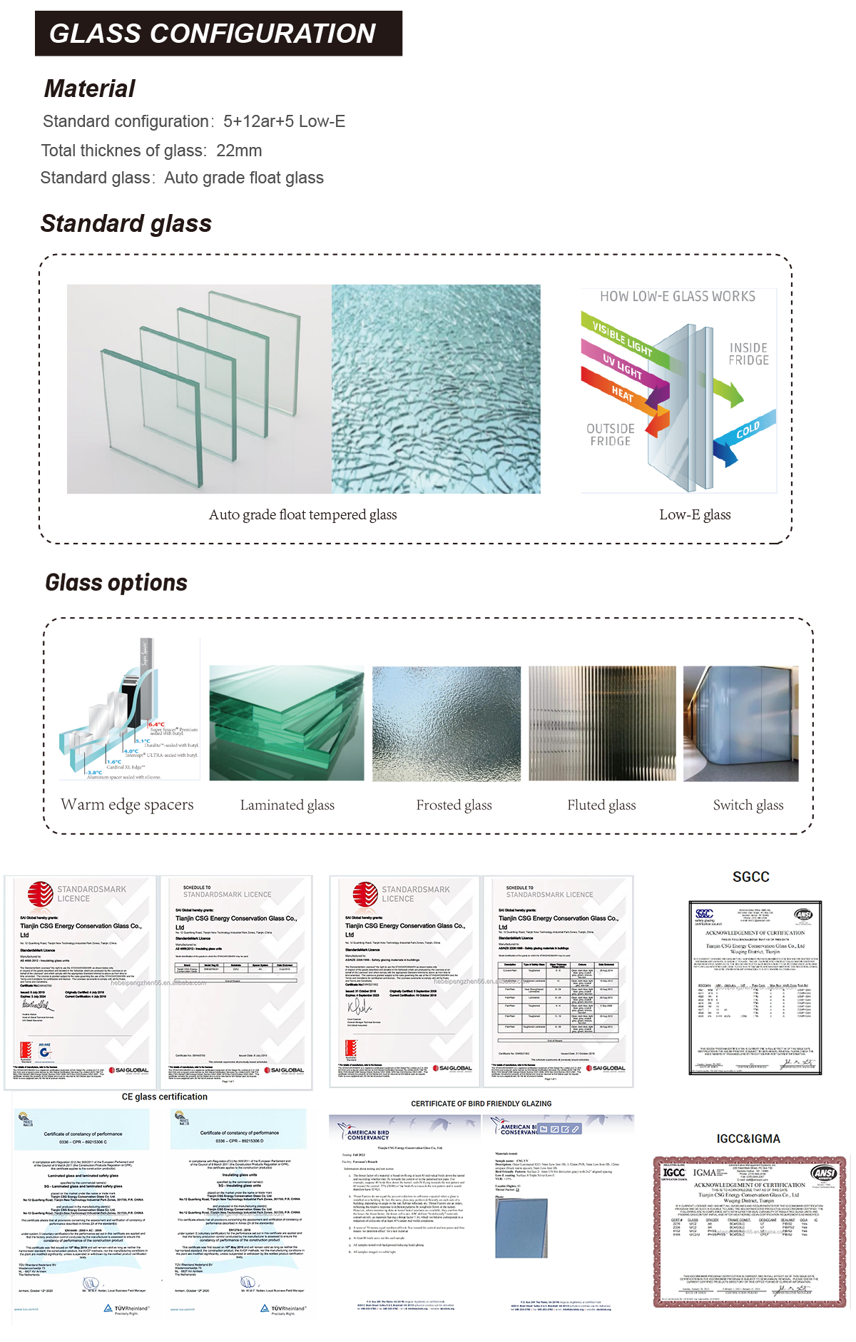 Glass Configuration Section