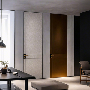 Premium Luxury Fire Rated Frameless Hidden Leather Finish Aluminium Interior Door