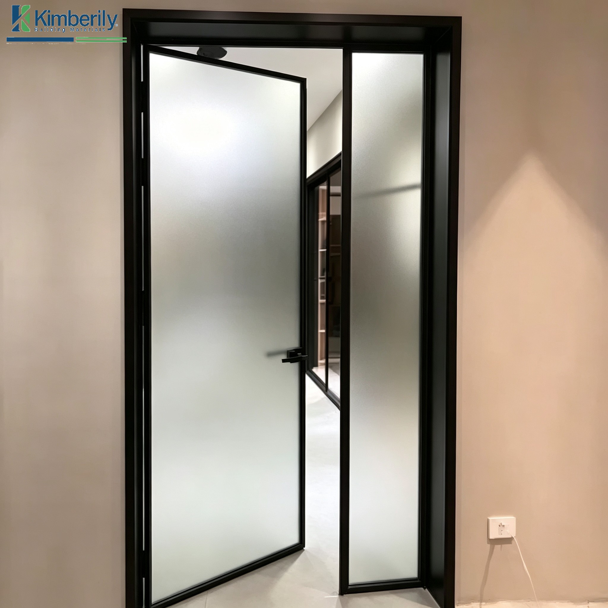 Simple Modern Aluminum Casement Door Smooth Surface Color Custom Sound Insulated Door for Office Residential Renovation