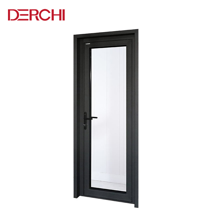 Foshan Cheap Smoked Glass Interior Doors White Aluminum Frame Bathroom Doors Hotel Interior French Double Swing Door