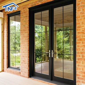 Modern Aluminum Tempered Glass French Door