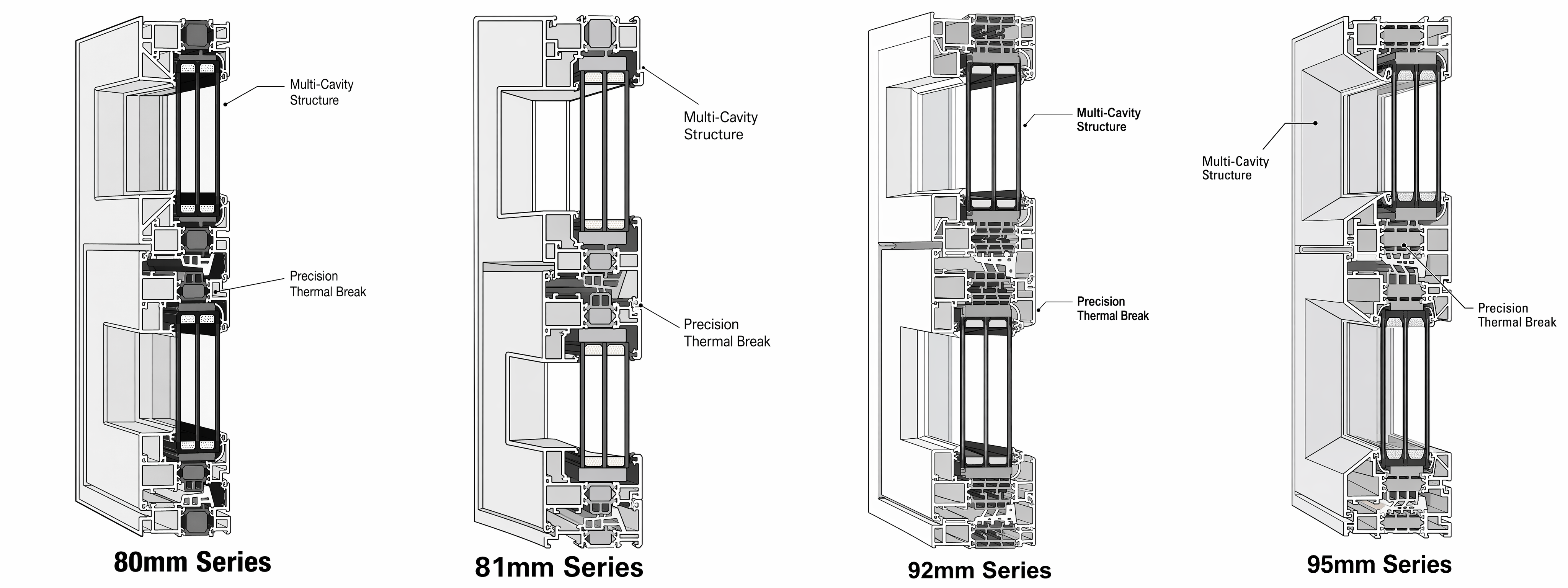 European Hurricane-resistant High-impact Black Aluminum Alloy Slim Aluminum Doors and windows Casement windows