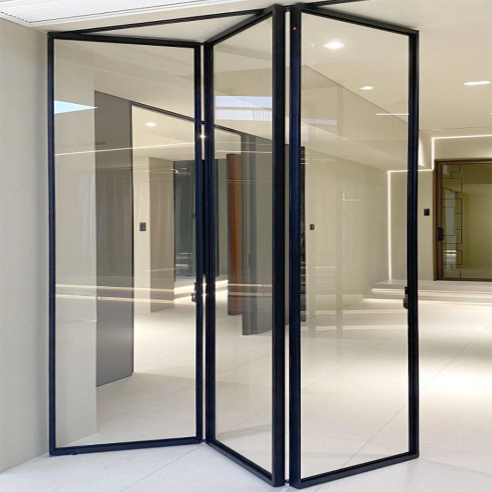Lukliving Hot Sale Aluminum Folding Door Folding Crystal Doors