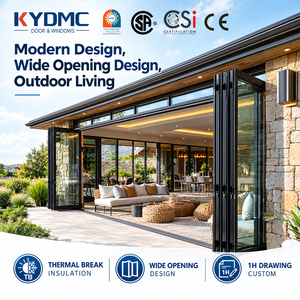 Thermal Break Exterior Bi Folding Door Aluminum Patio Patio Accordion Folding Glass Door