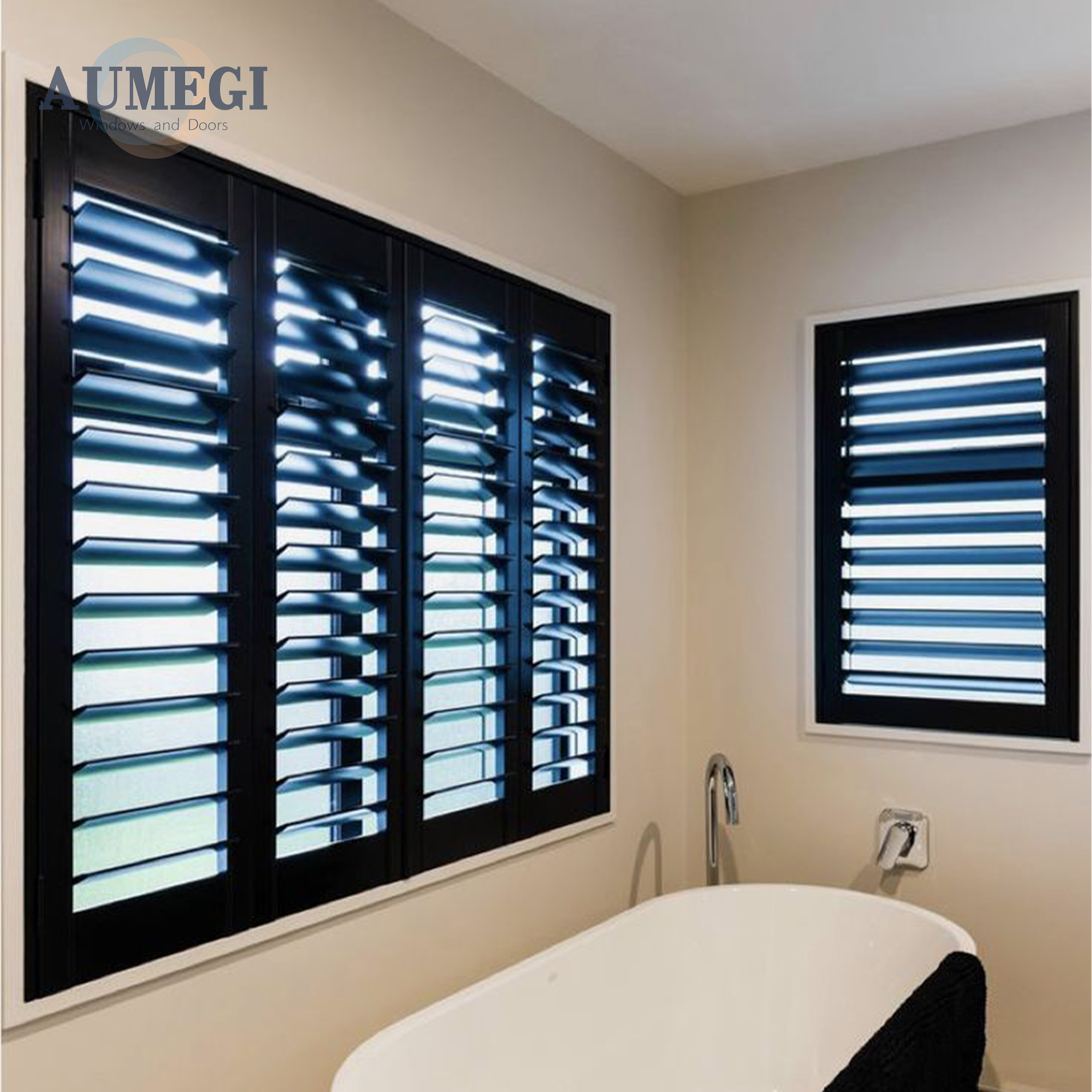 AUMEGI Uniform Lighting Automatic Aluminum Shutter Thickened Blades Jalousie Window Public Facilities Window to Louver