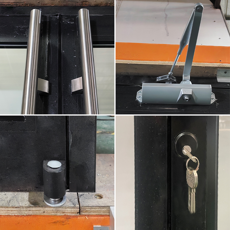 Customized Office Entrance Doors Windproof Aluminum Frame Store Front Doors Glass Doors For Business