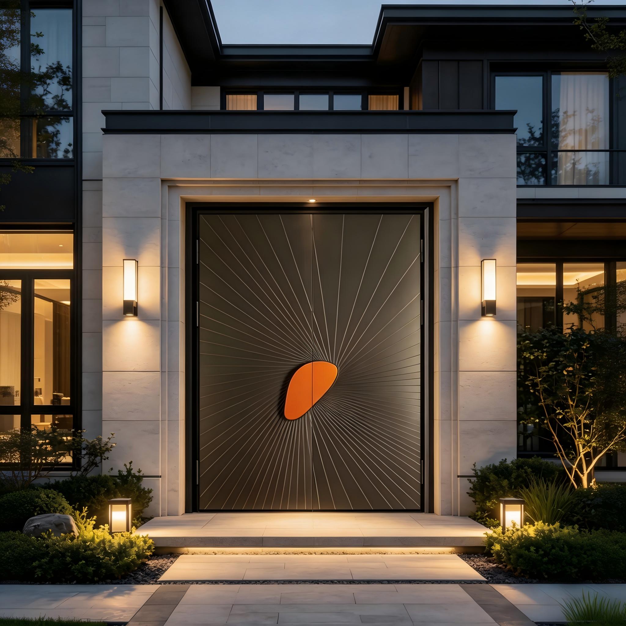 Aluminum Security Entry Doors Customized Double Front Entry Doors Smart Lock Anti-Theft Finished Dark Grey