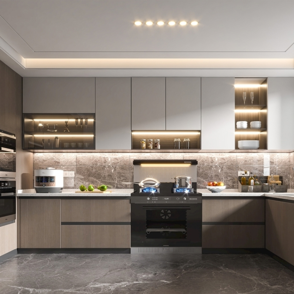 Factory Custom Modern Simple Aluminum Alloy Kitchen Cabinets with Waterproof Practical and High-quality Kitchen Furniture