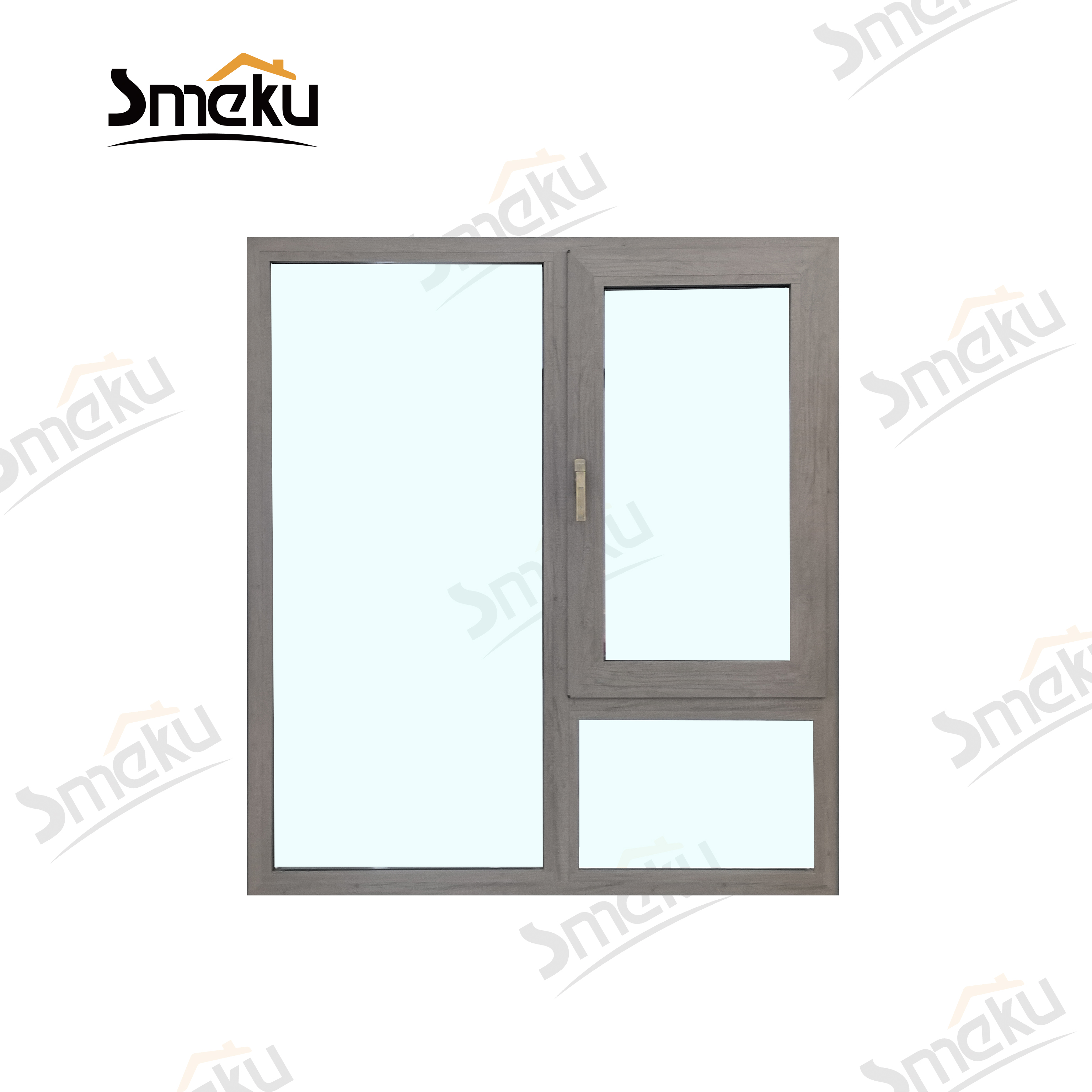 Custom Luxury Anthracite Grey Aluminum Alloy Swing Casement Window and Fixed Glass Panel for Modern Bedroom &amp; Kitchen Apartment