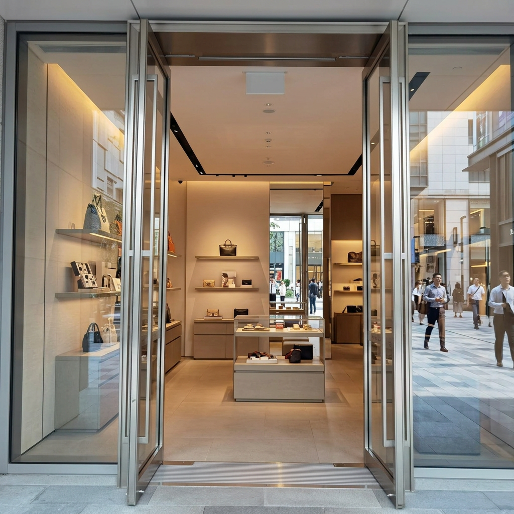 Ultra-narrow Frame French Design Commercial Use Exterior Outdoor Swing Balanced Easy-slide Door Aluminum Alloy Hotels Hospitals