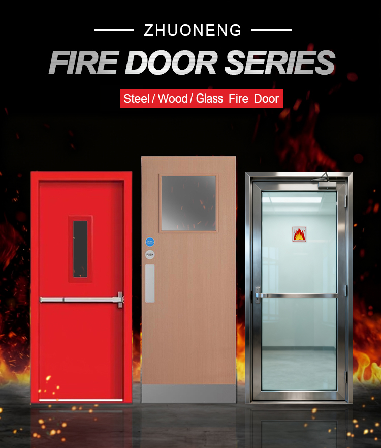 Modern Aluminum Glass Fireproof Double Entry Door Exit Design Finished for Hotel Commercial Warehouse School Interior Use