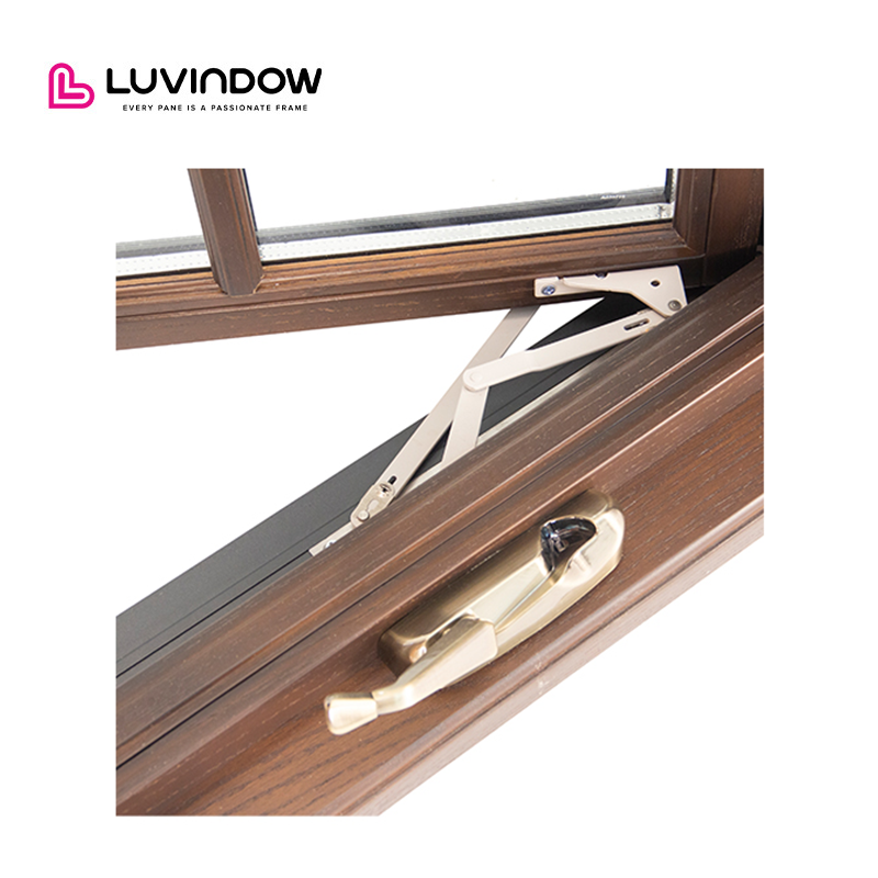 Manufactures NFRC Certified American Style Texas Aluminium Double Glass Window Aluminum Clad Wood Crank Casement windows