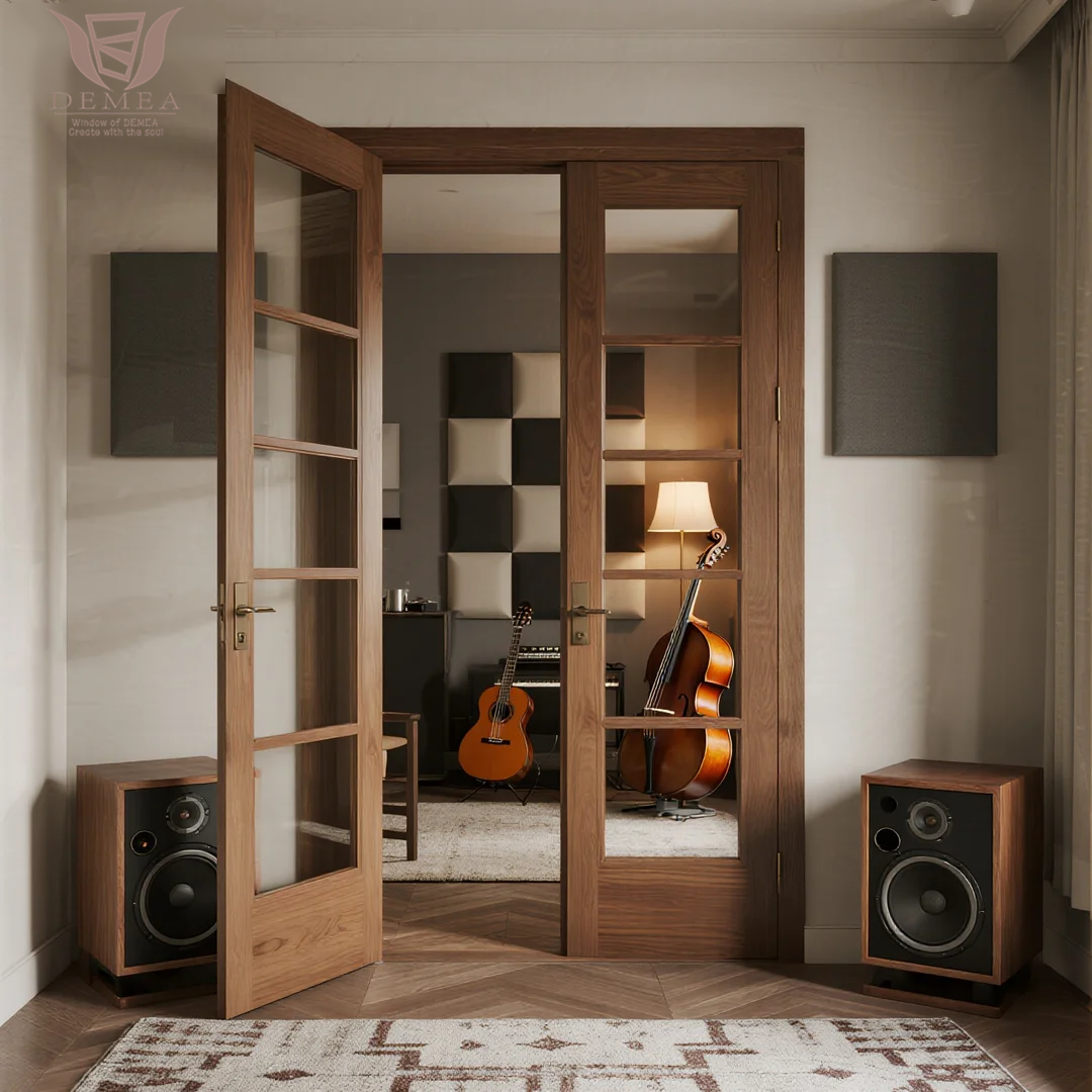 DEMEA Antique Style Soundproof Thermal Break Aluminum Swing Entrance Door for Residential House for Entry Living Room Bedroom