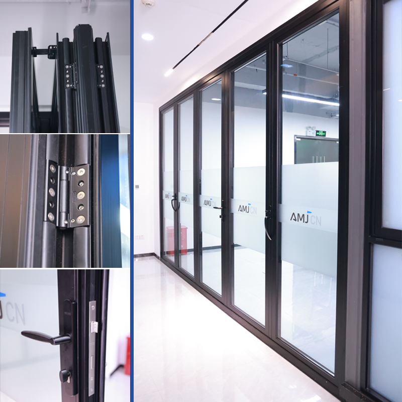 China Folding and Sliding Exterior Double Lowe Glass Aluminum Bi Folding Foldable Door Bifold Accordion Doors