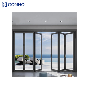 GONHO NFRC Modern Aluminum Alloy Bifolding Doors Nylon Screen
