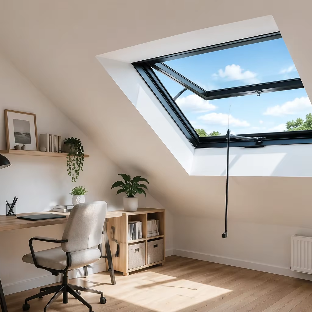 Manual Pitched Roof Skylight | Top-Hung Attic Window | Thermal Break Aluminum Frame | Double Glazed Low-E Glass
