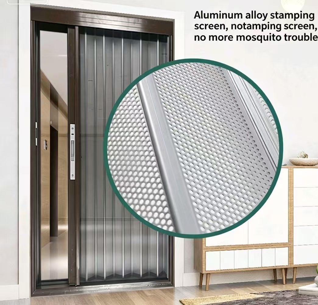 Custom-made diamond Mesh Aluminum Alloy Folding Invisible Screen Door for Home Use, Mosquito Prevention and Pet Protection.