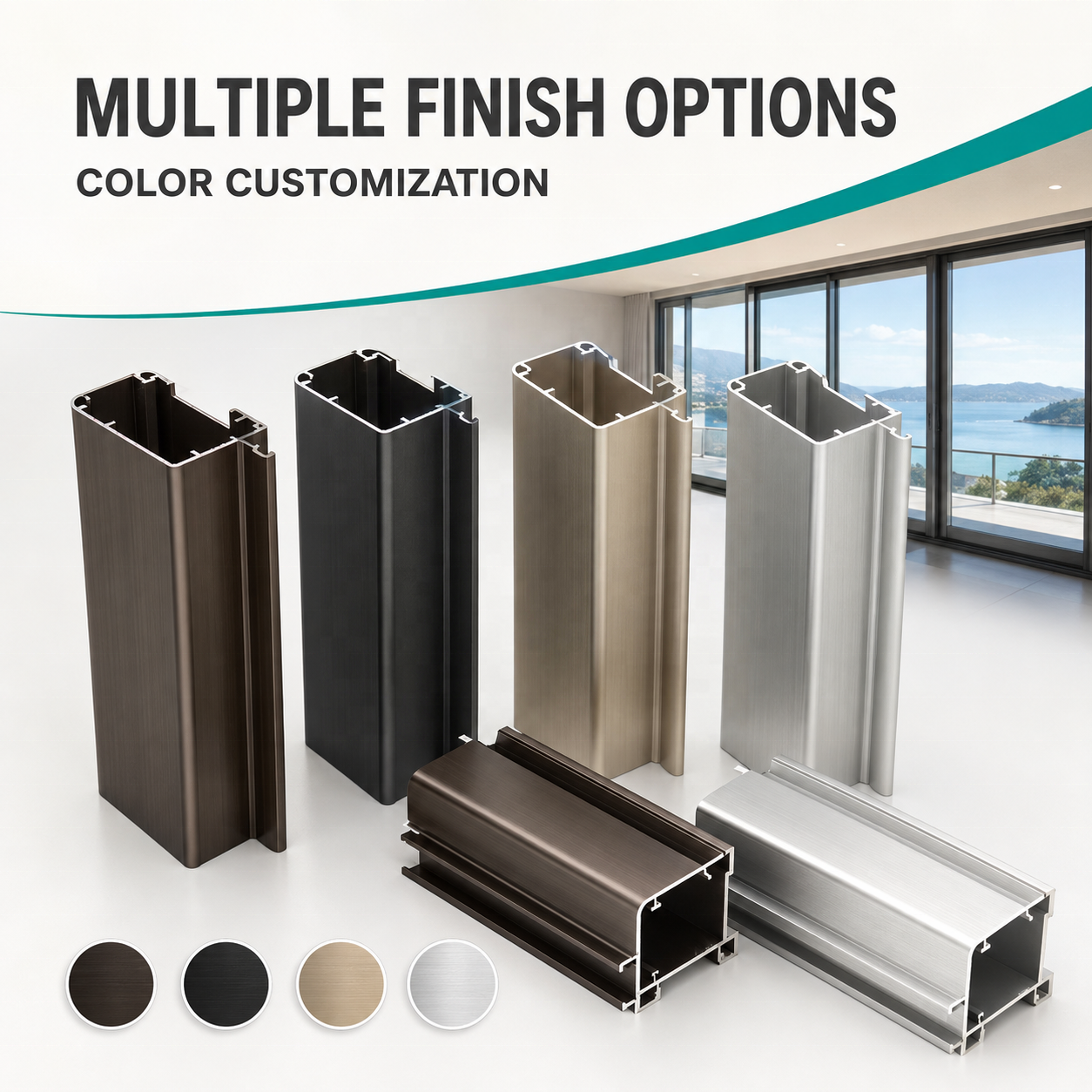 Diverse Styles High Quality Glass Door Aluminum Profiles for Precision Crafted Windows Cabinet Doors Custom Cut 6063 6061 T5 T6