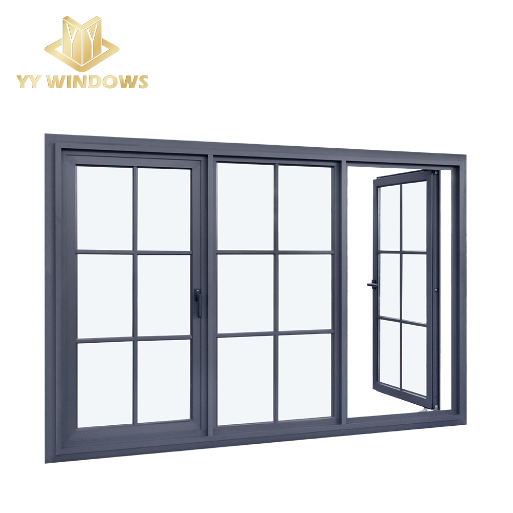NFRC Standard Luxury Double Tempered Glazing Aluminum French Casement Windows for Grill Design