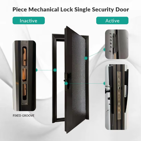 Aluminum Security Entry Doors Customized Double Front Entry Doors Smart Lock Anti-Theft Finished Dark Grey