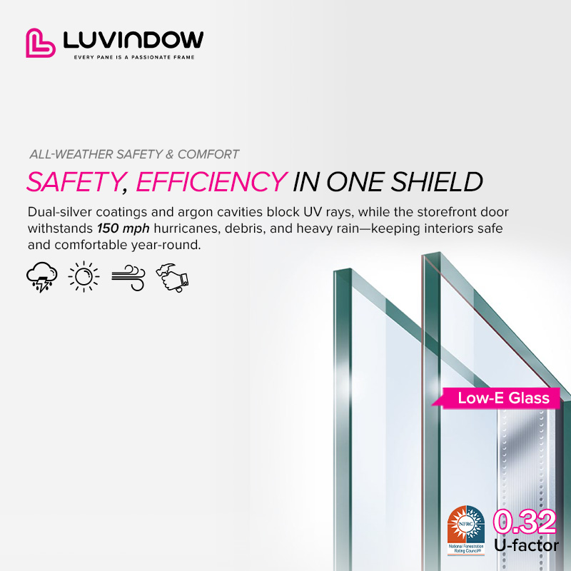 Luvindow Comprehensive Aluminum Storefront Door System Engineered Specifically for High-end Commercial Projects