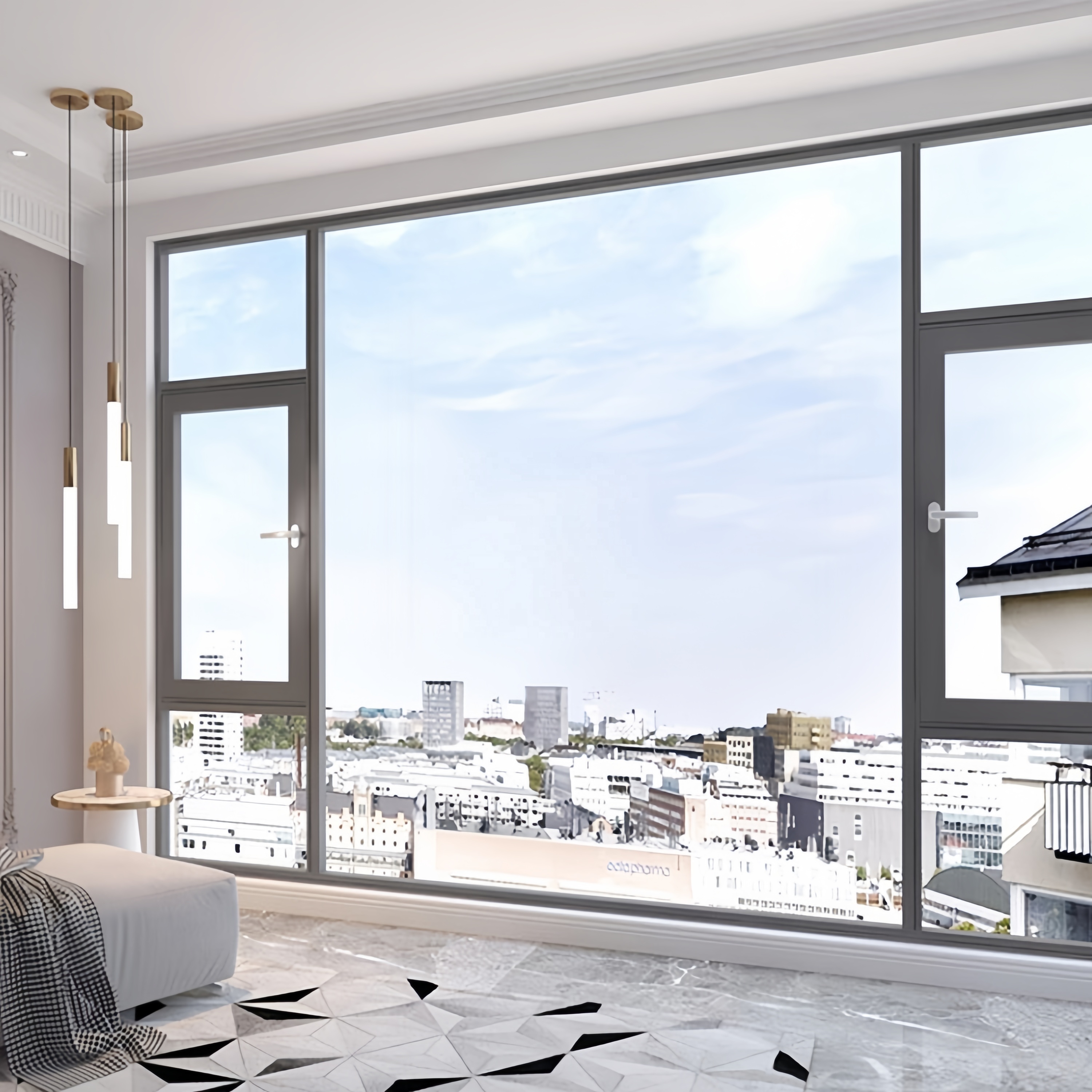 Customized Modern Double Layer Glass Aluminum Tilt and Turn Casement Window Thermal Break with Aluminum Alloy Frame