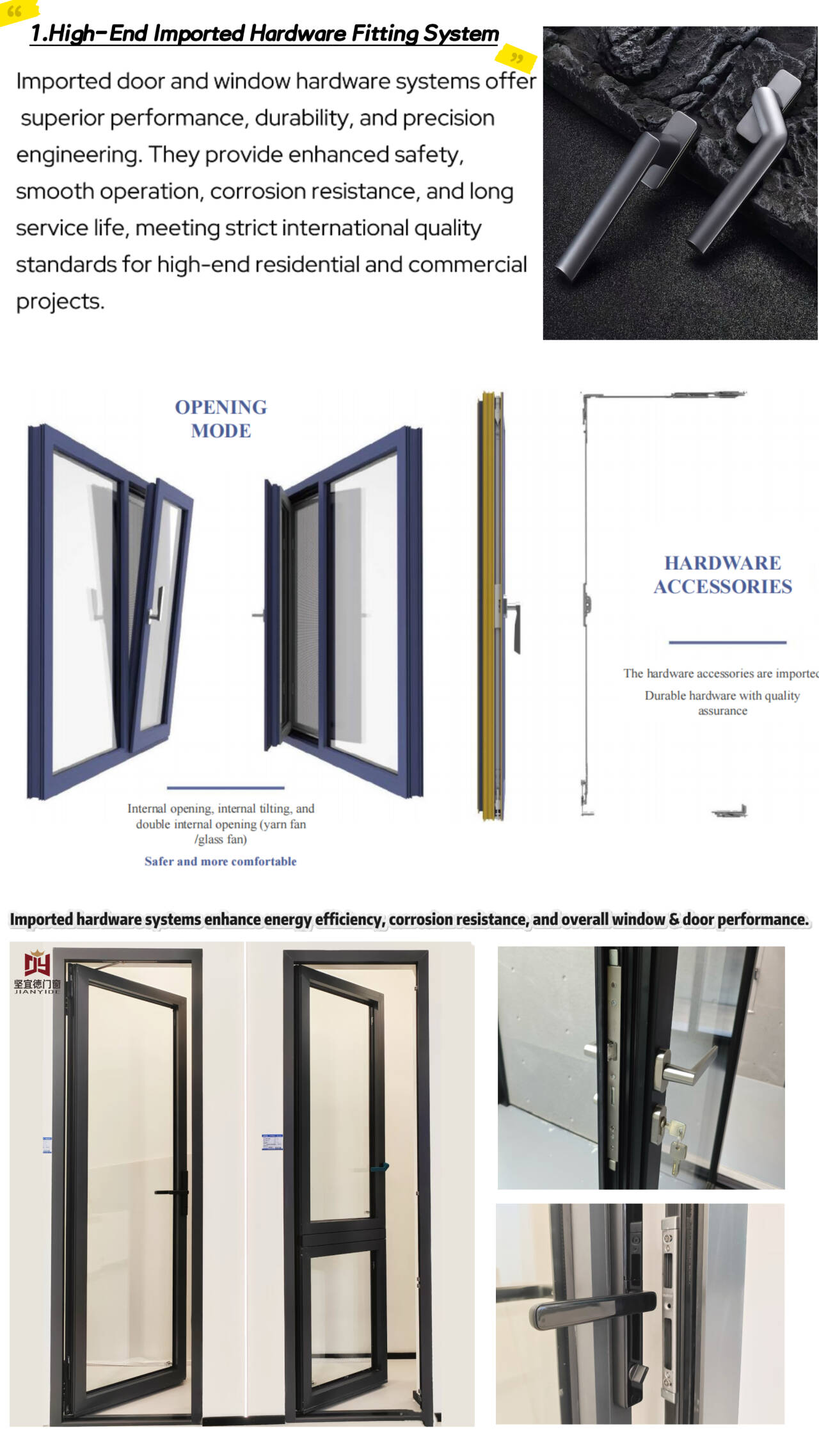Heavy Duty Commercial Aluminum Entrance Door | KFC Style Windproof Double Glazed Shopfront Door with High Thermal Insulation