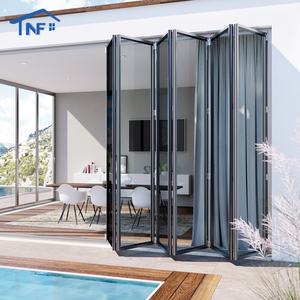 Custom NF Aluminium Folding NFRC Thermal Break Waterproof Double Low-e Glass Bi-fold Doors