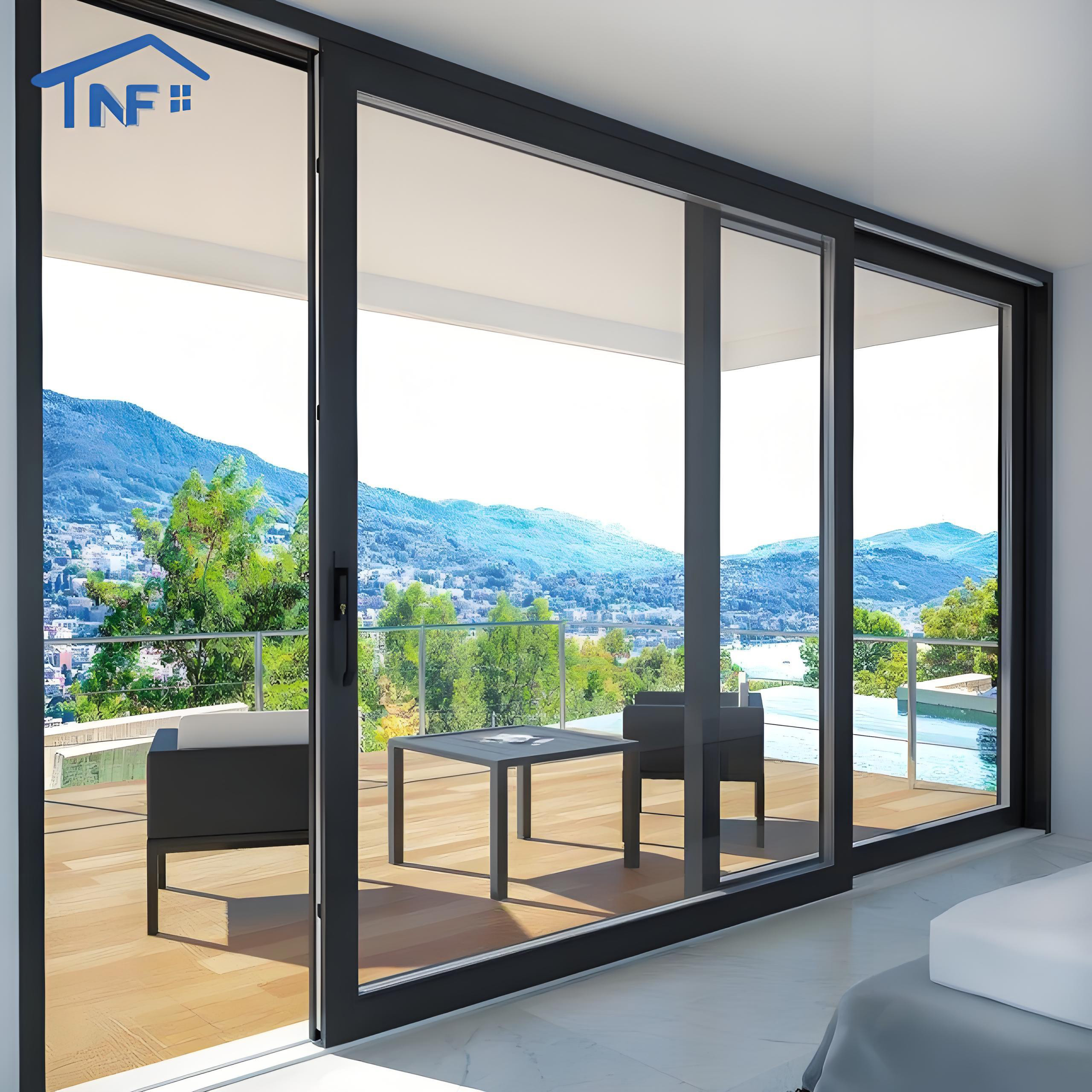Modern Glass Sliding Door Soundproof Slim Frame Tempered Glass Exterior Aluminum Patio Sliding Doors for Houses