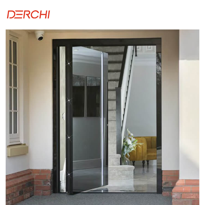 DERCHI Luxury Design Stainless Steel Entrance Door Exterior Security Front Pivot Door Modern Entry Grey Aluminum Pivot Door