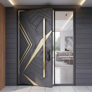 American Villa Big Luxury Black Aluminum Wood Front Entry Pivot Door
