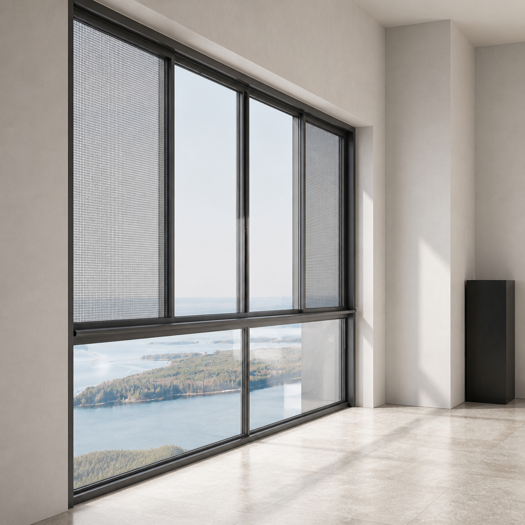 Aluminum Glass Interior Sliding Window Anthracite Frame Brush Seal Design for Tasting Room Bakery Patisserie Bistro Factory