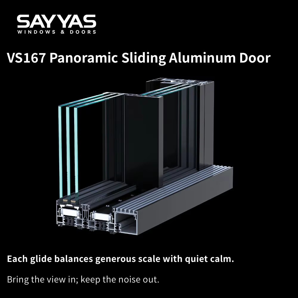Sayyas Windows VS167 Modern Heavy Duty Thermal Break Aluminum Double Glazing Soundproof Sliding Door Manufacturer China