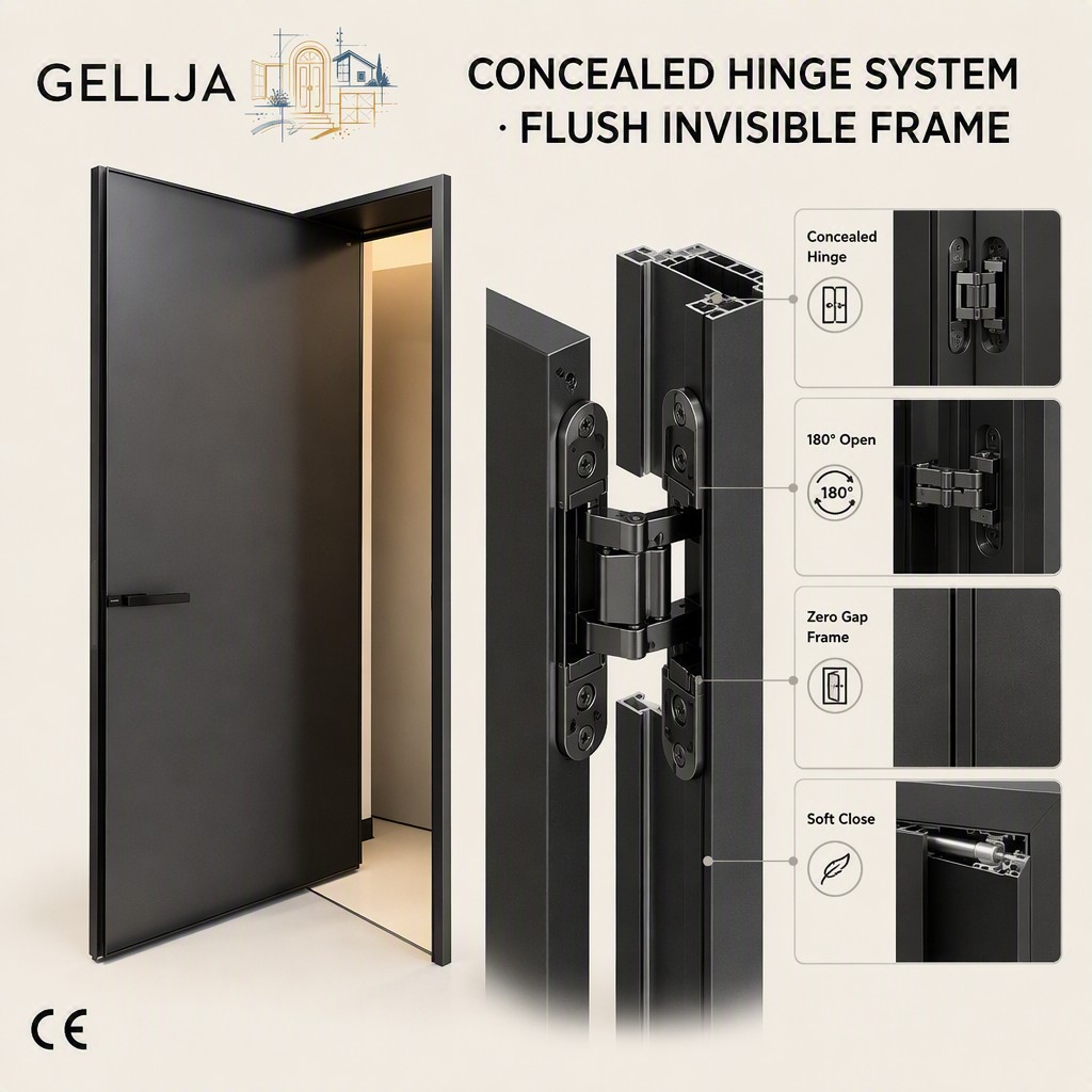 Metal Door Frame Doors Modern Indoor Contemporary Style Aluminium Alloy Showerroom Casement Glass Door Suitable for Hotels