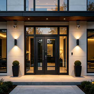 Thermal Break Aluminum Security Entry Single Door Ballistic Glazed