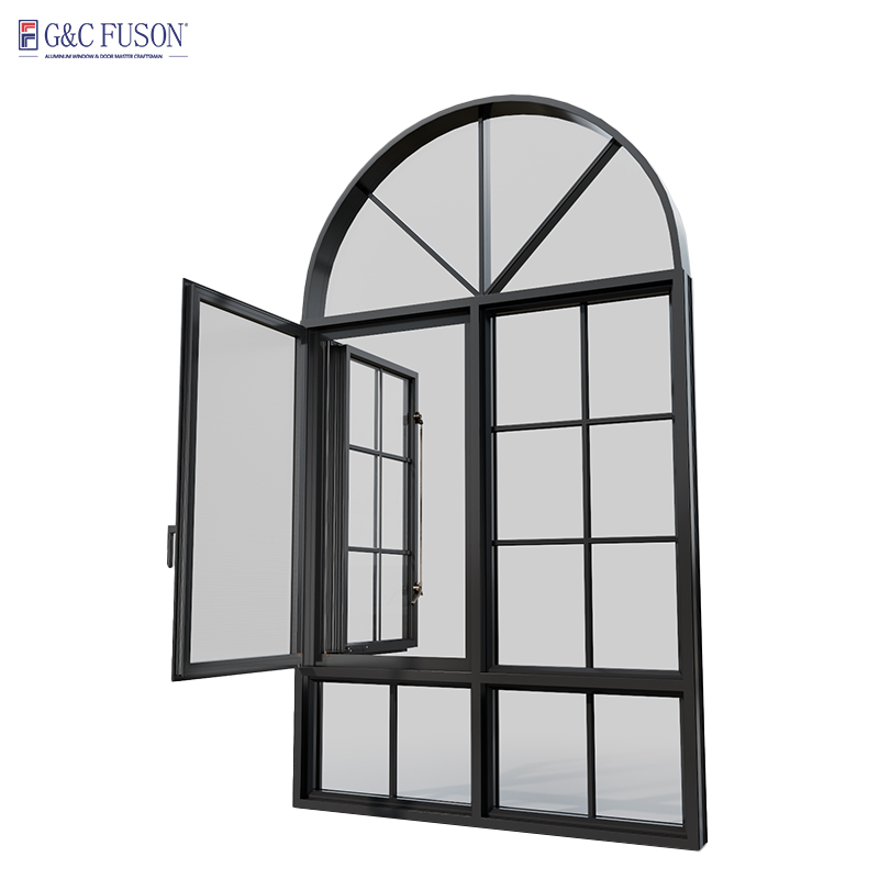 Fuson High Quality Soundproof Triple Glazed Window Retro French Style Aluminum Alloy Frame Casement Window Design