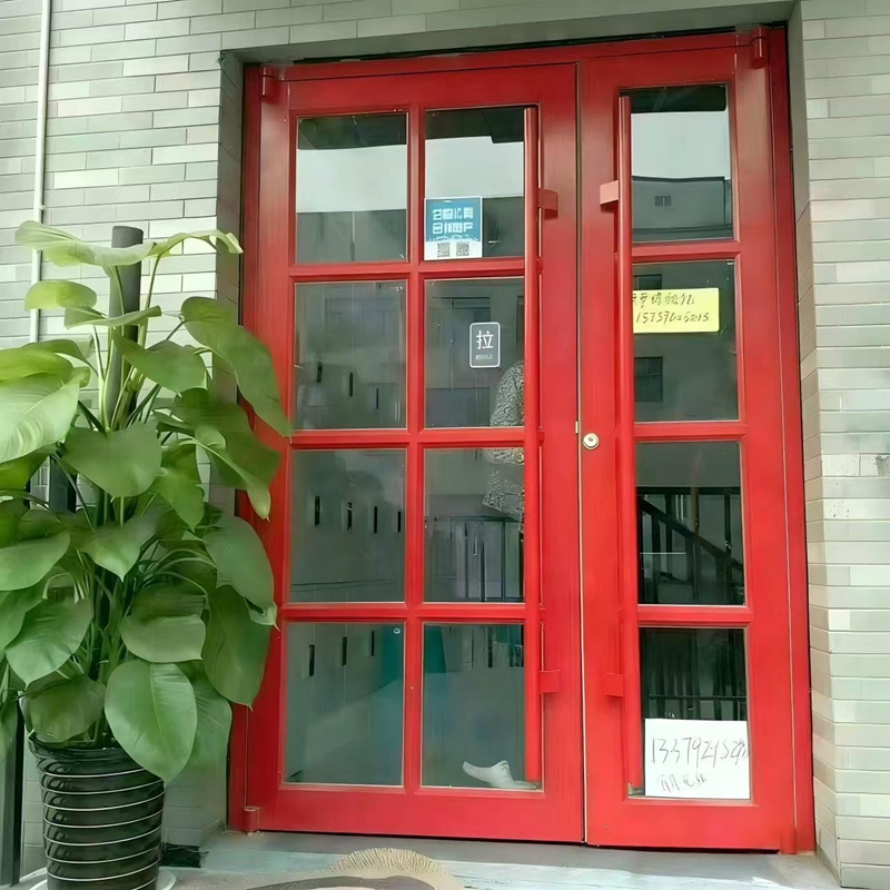 KFC Shop Front Door Aluminum Single Swing Glass Entry Door Aluminum KFC Door for Commercial Main Entrance