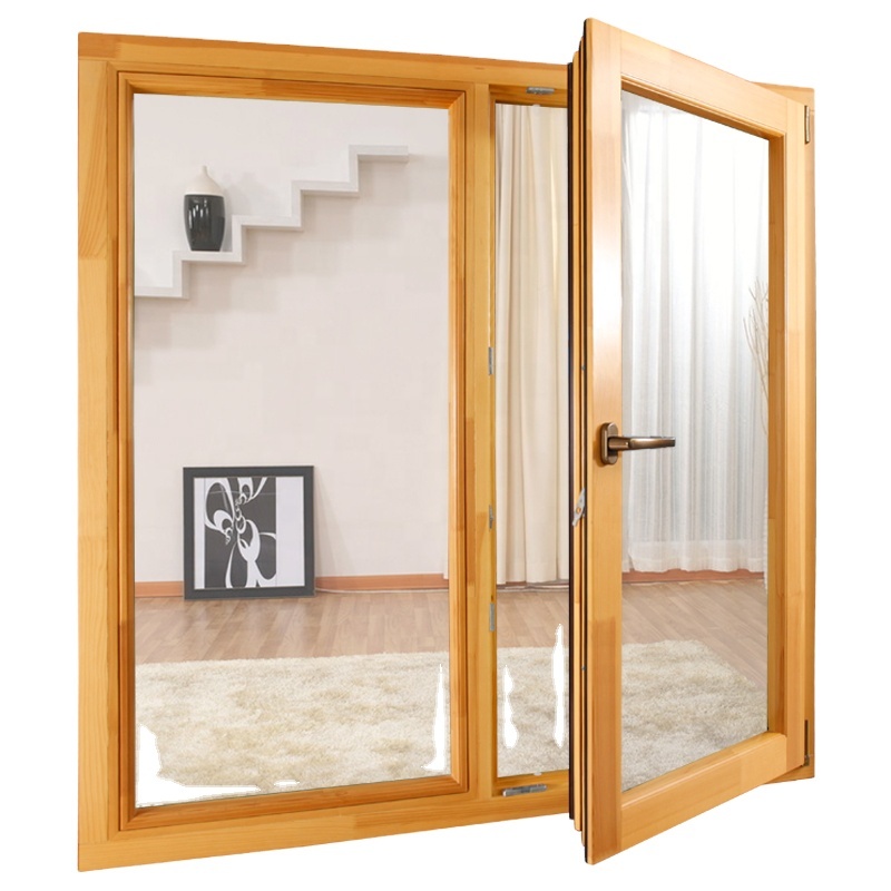 YX-88 Wood Clad Aluminum Window/turn and Tilt Inside Window/oak Wood windows for Sale