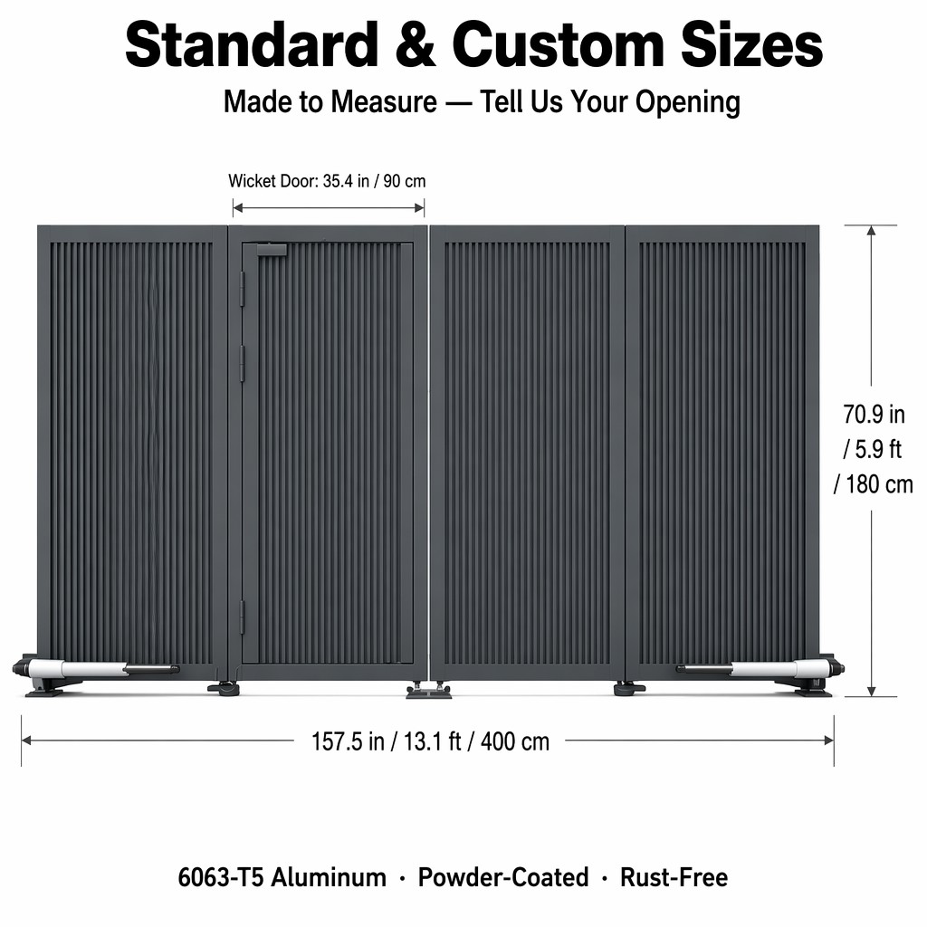 Custom Aluminum Driveway Gate Wicket Door Auto Swing Motor Louver Design Rust-free 6063-T5 Powder Coated Ce Oem Factory