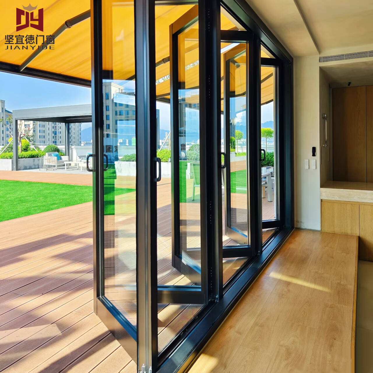 Modern Aluminum Interior Partition Folding Door-Soundproof Heat Retaining &amp; Easy Sliding Mediterranean Style Aluminum Window