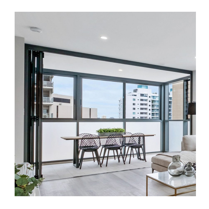 AS2047 Modern Commercial Aluminum Multi-Bi Folding Door Exterior Accordion Bifold Glass Sliding Patio Bi-Folding Finished