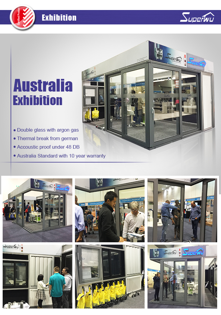 SUPERWU NFRC Standard Modern Architectural Design Aluminium Sliding Doors Double Glazed With Louver