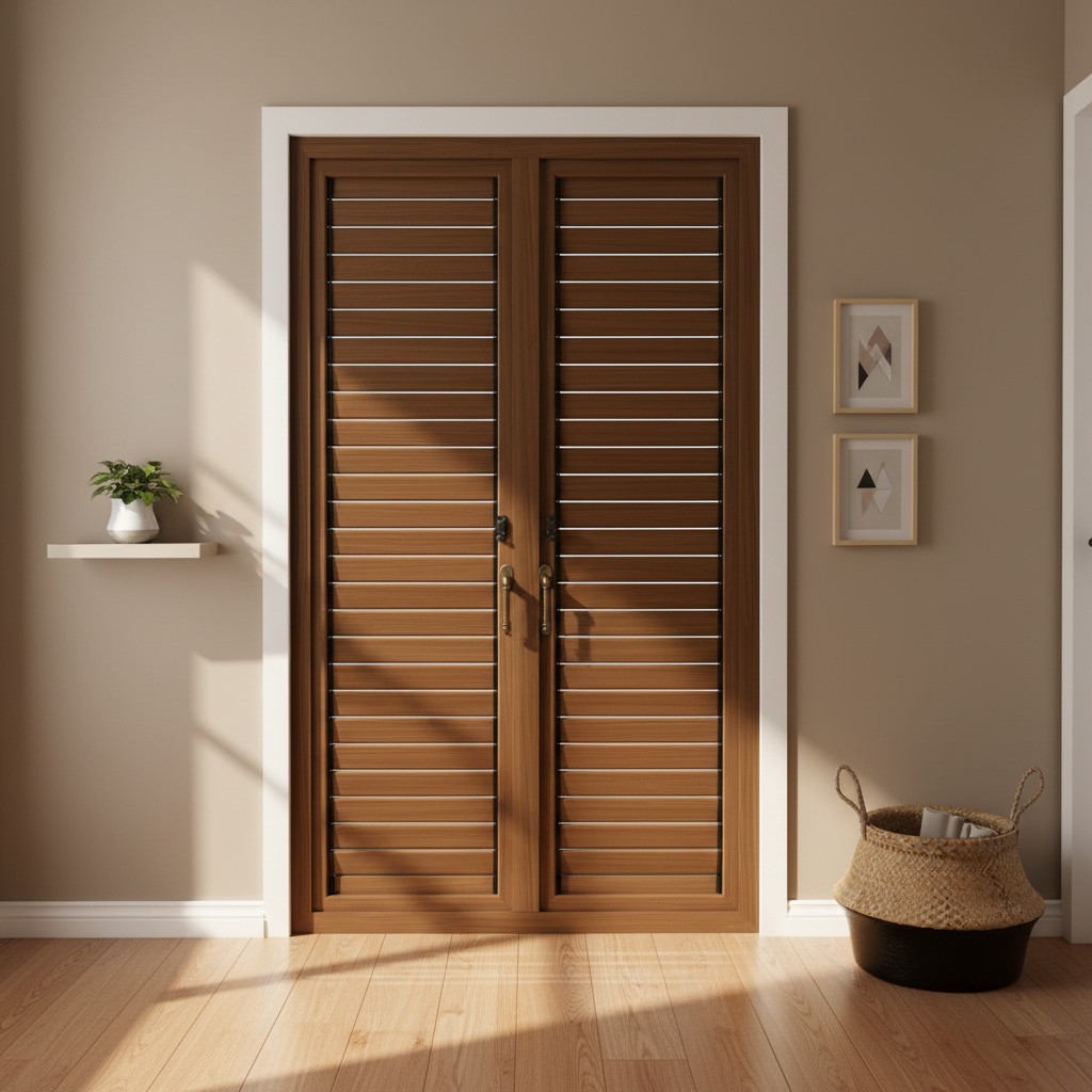 Custom Heavy Duty Aluminum Louver Door, Anti-Corrosion Windproof Security Door with Hardware for Garage, Storage &amp;Commercial Use