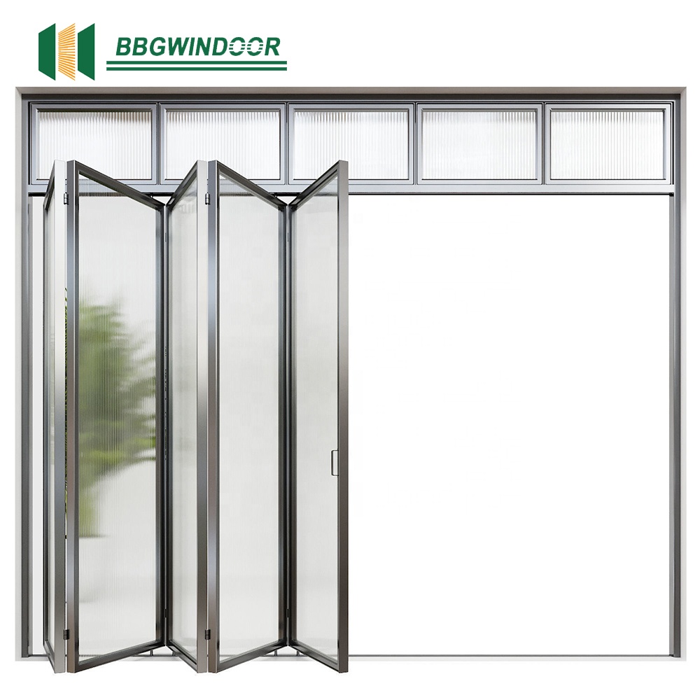 Lukliving Modern Aluminum Alloy Waterproof Folding Door for Kitchen Cabinet with Tempered Glass and Customizable Size