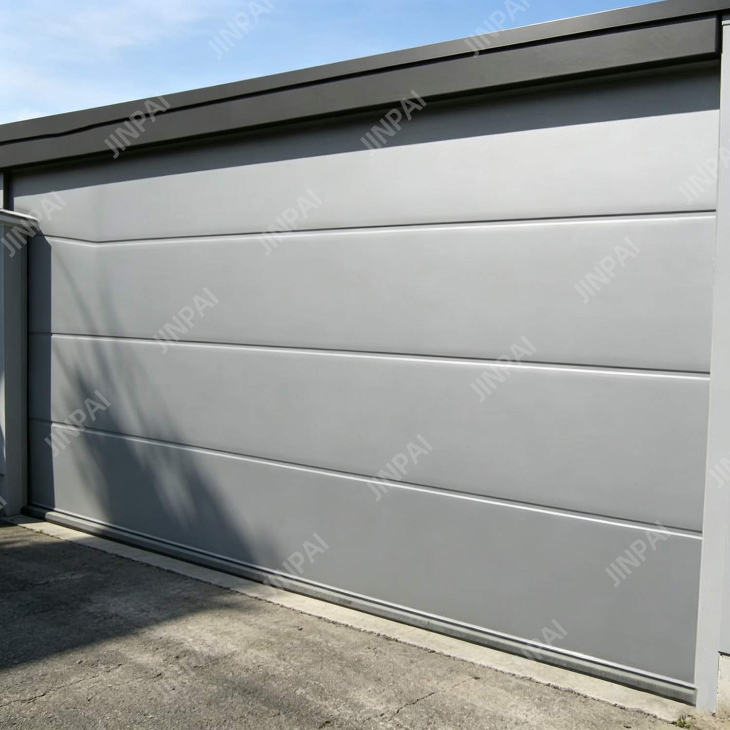 Customizable Sectional Garage Door with Aluminum Frame and Frosted Privacy Glass for Apartment Complex and Residential Use