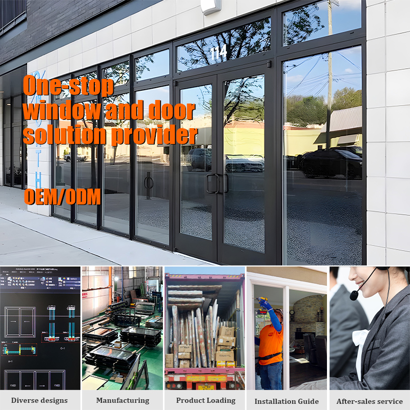 Heavy Duty Aluminum Glass Commercial Storefront Entry Door