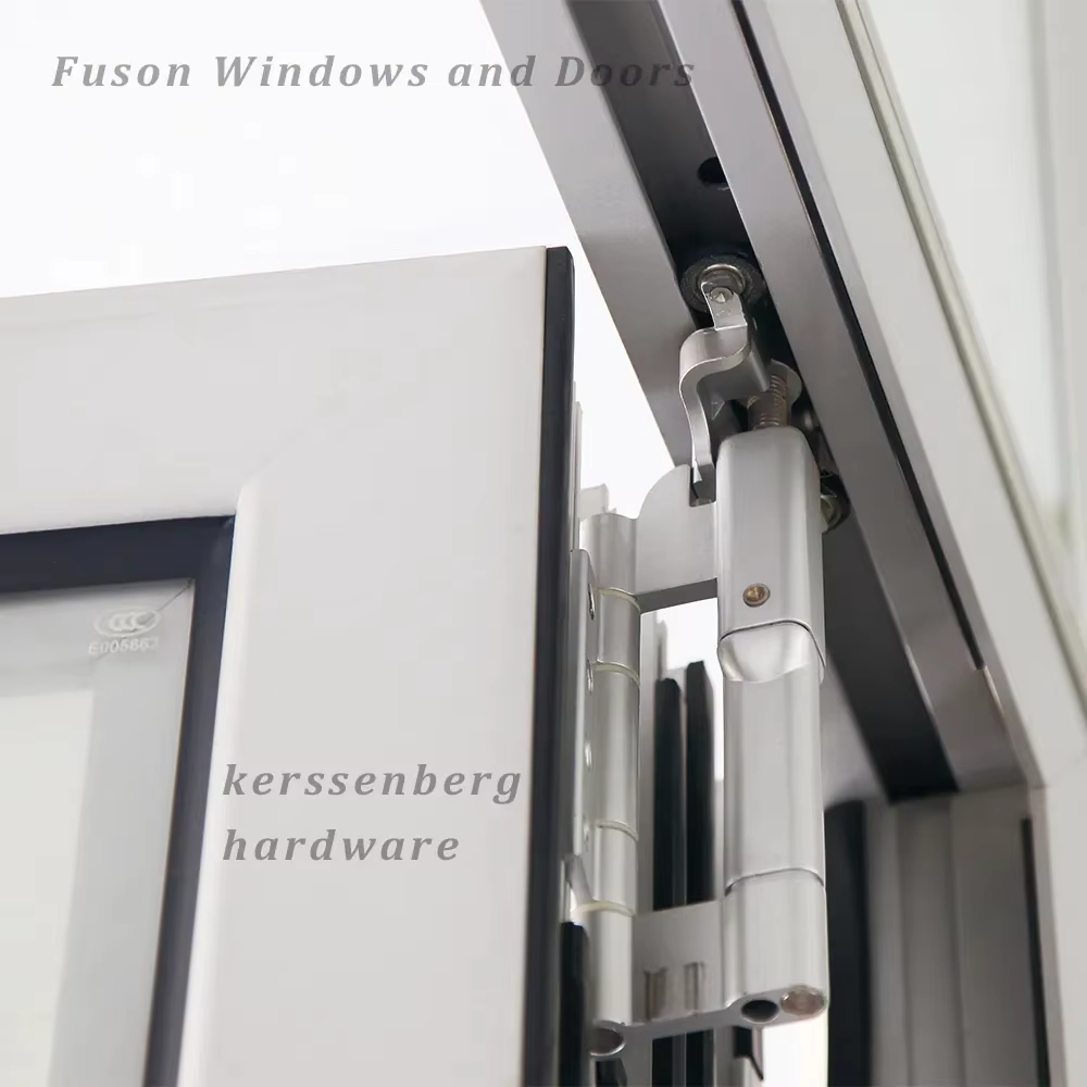 Fuson Residential Use Bifold Doors Aluminium Folding Patio Door Double Tempered Glass Slide Folding Doors