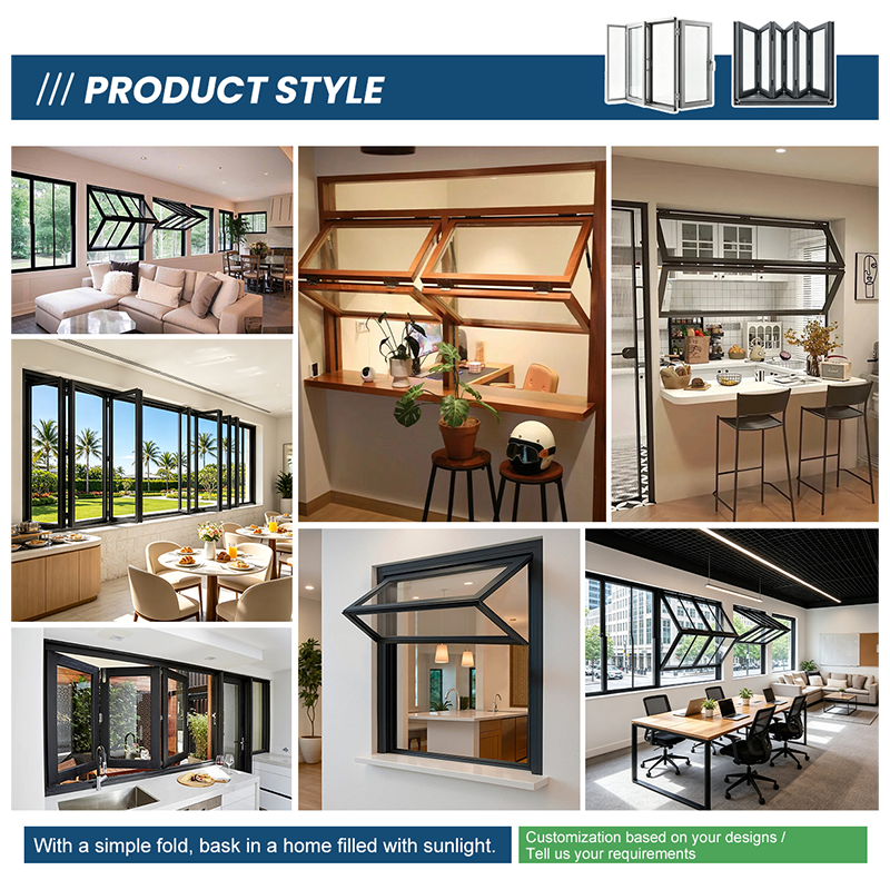 American-Style Electric Sliding Storefront Aluminum Double-Folded Window for Coffee Shop Outdoor Horizontal